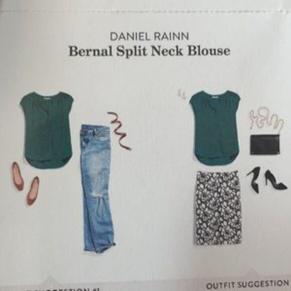 Daniel Rainn Bernal Split Neck Blouse in Emerald Green - Picture 9 of 10